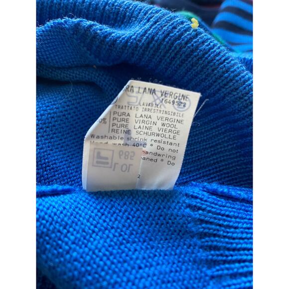 Size S//Vintage 80s Wool Fila Striped Sweater - Picture 4 of 5